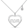 thumbnail image 1 of Cate & Chloe Melody 18k White Gold Plated Mom Heart Necklace with Swarovski Crystal for Women, 1 of 8