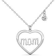Melody 18k White Gold Plated Mom Heart Necklace with Swarovski Crystal for Women