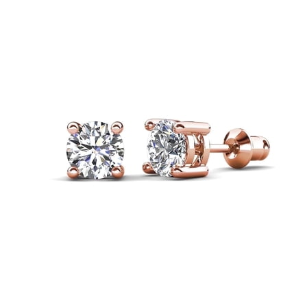 Cate & Chloe Mia 18k Rose Gold Plated Stud Earrings with 1ct Simulated Diamonds Gift for Women