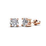 Cate & Chloe Mia 18k Rose Gold Plated Stud Earrings with 1ct Simulated Diamonds Gift for Women