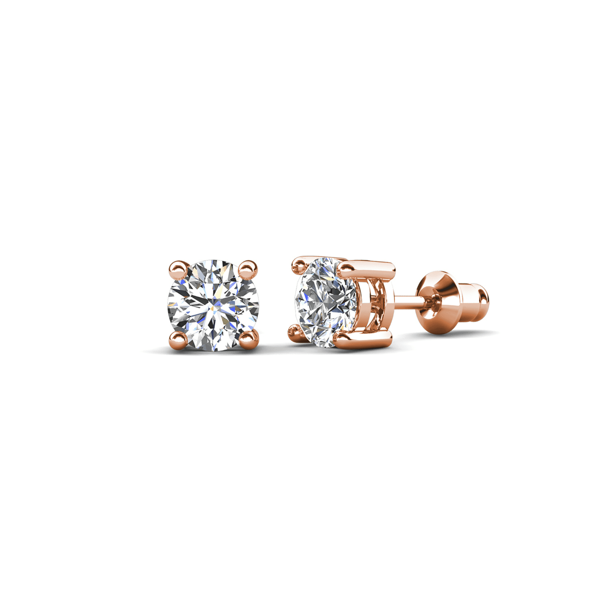 Cate & Chloe Mia 18k Rose Gold Plated Stud Earrings with 0.5ct Simulated Diamonds Gift for Women
