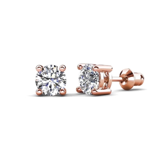 Cate & Chloe Mia 18k Rose Gold Plated Stud Earrings with 0.5ct Simulated Diamonds Gift for Women