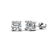 Cate & Chloe Mia 18k Rose Gold Plated Stud Earrings | 1CT Round Cut Simulated Diamond Sterling Silver Stud Earrings, Crystal Earrings for Women