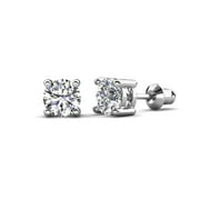 CATE & CHLOE Mia 18k White Gold Plated Stud Earrings with 1ct Simulated Diamonds Gift for Women