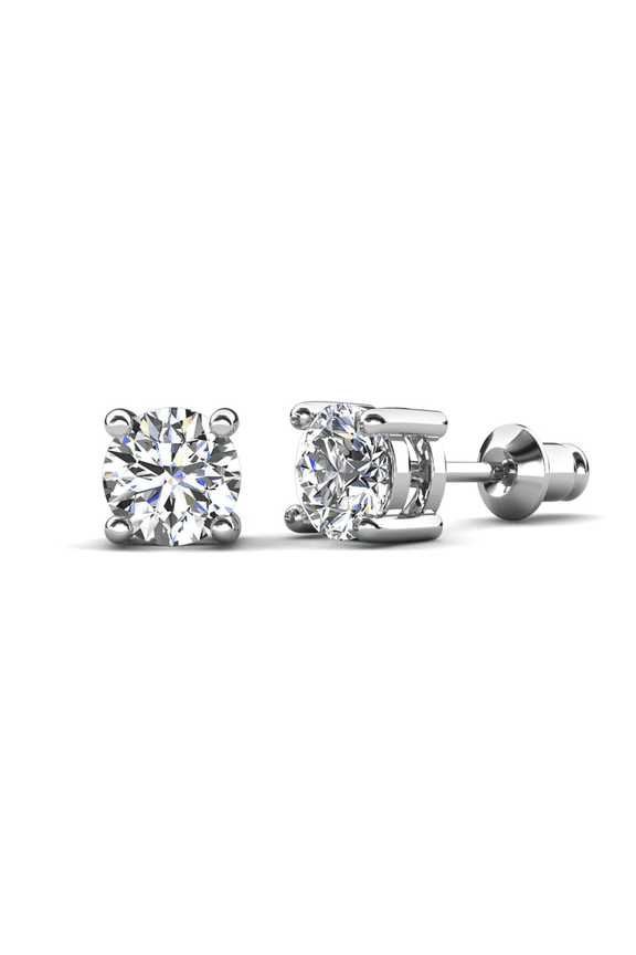 Mia 18k White Gold Plated Stud Earrings with 2ct Simulated Diamonds Gift for Women