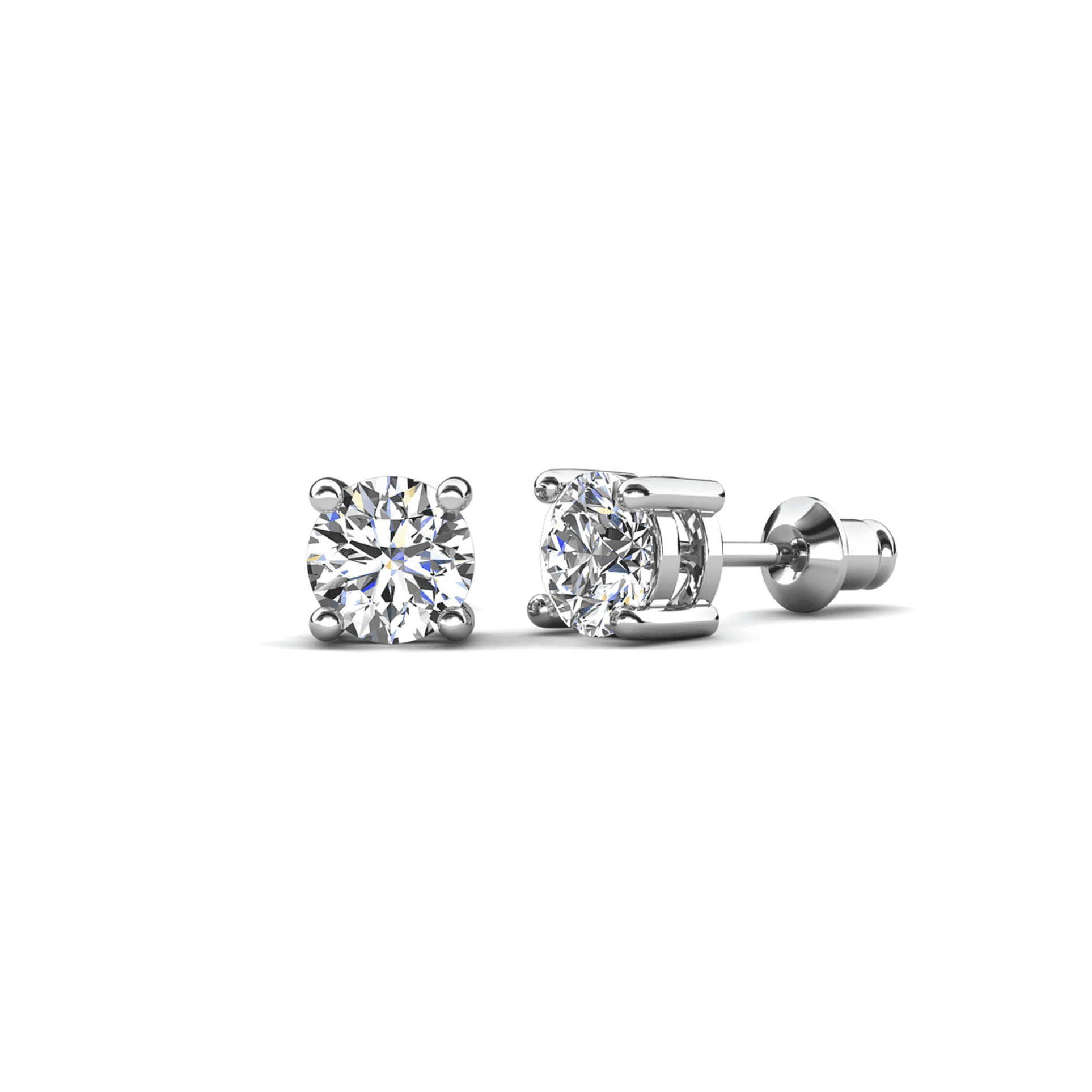 Cate & Chloe Mia 18k White Gold Plated Stud Earrings with 0.5ct Simulated Diamonds Gift for Women