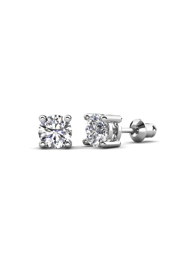 Mia 18k White Gold Plated Stud Earrings with 0.5ct Simulated Diamonds Gift for Women