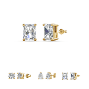 Cate & Chloe Mia 18k Yellow Gold Plated Stud Earrings with 1ct Emerald Cut Simulated Diamonds Gift for Women