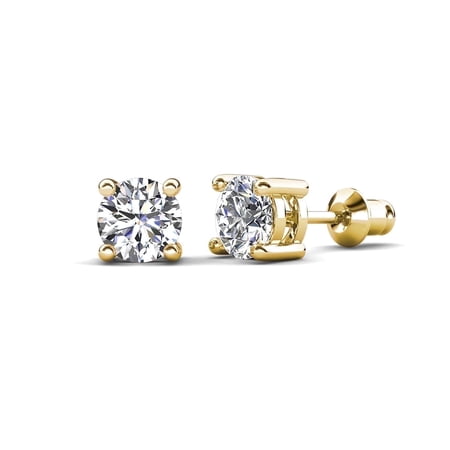 Cate & Chloe Mia 18k Yellow Gold Plated Stud Earrings with 1ct Simulated Diamonds Gift for Women