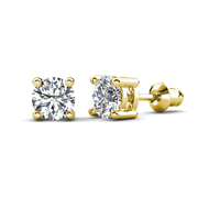 Cate & Chloe Mia 18k Yellow Gold Plated Stud Earrings with 2ct Simulated Diamonds Gift for Women