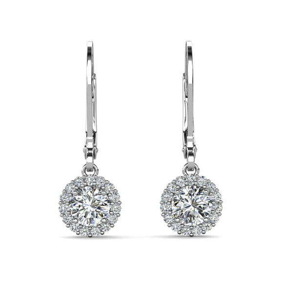 Cate & Chloe Michelle 18k White Gold Plated Women's Dangle Earrings with Simulated Diamond Crystals