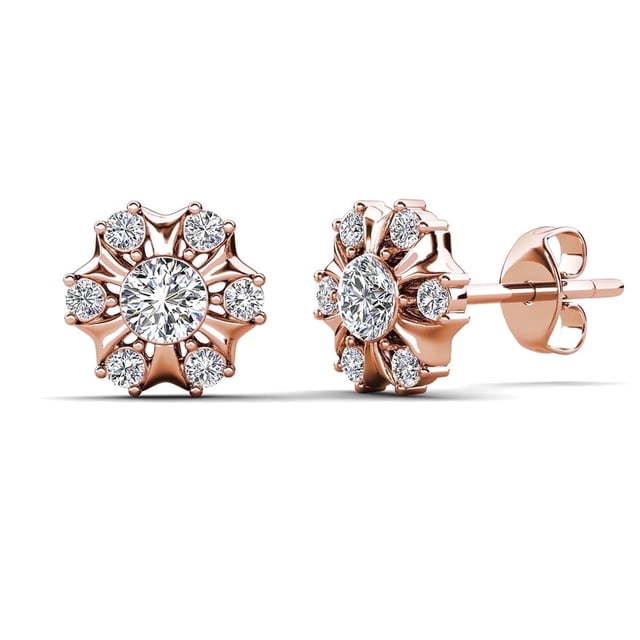 Cate & Chloe Millie 18k Rose Gold Plated Stud Earrings with Swarovski Crystals Gift for Women