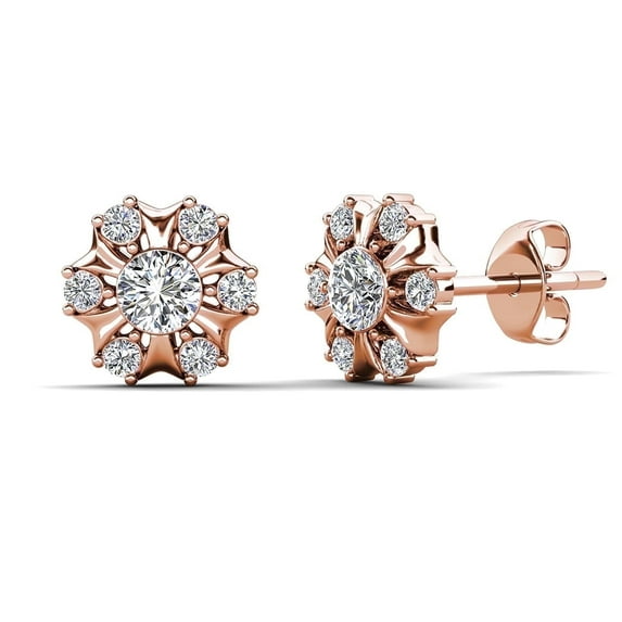 Cate & Chloe Millie 18k Rose Gold Plated Stud Earrings with Swarovski Crystals Gift for Women