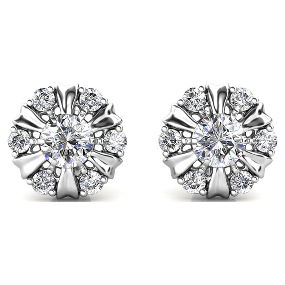 Cate & Chloe Millie 18k White Gold Plated Silver Earrings with Crystals | Stud Earrings for Women, Girls, Jewelry Gift for Her - image 1 of 10