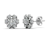 CATE & CHLOE Millie 18k White Gold Plated Stud Earrings with Swarovski Crystals Gift for Women