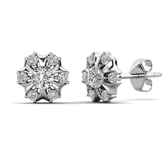 Cate & Chloe Millie 18k White Gold Plated Stud Earrings with Swarovski Crystals Gift for Women
