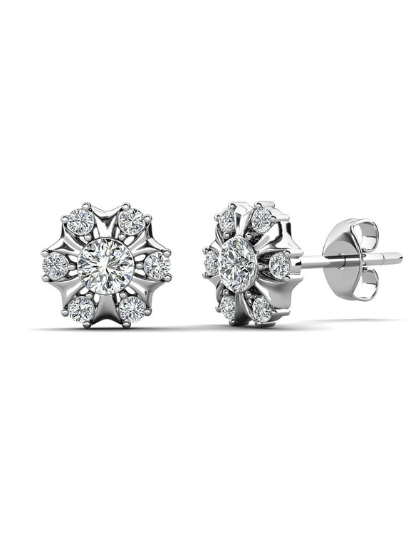 Millie 18k White Gold Plated Stud Earrings with Swarovski Crystals Gift for Women