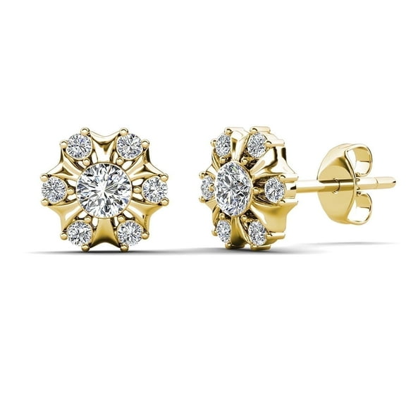 Cate & Chloe Millie 18k Yellow Gold Plated Stud Earrings with Swarovski Crystals Gift for Women