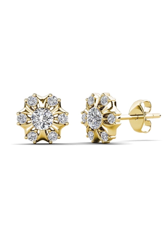 Millie 18k Yellow Gold Plated Stud Earrings with Swarovski Crystals Gift for Women