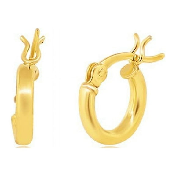 Cate & Chloe Monica 18k Yellow Gold Plated Silver 10mm Hoop Dainty Earrings for Women, Gift for her