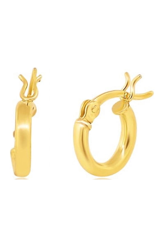Monica 18k Yellow Gold Plated Silver 10mm Hoop Dainty Earrings for Women, Gift for her