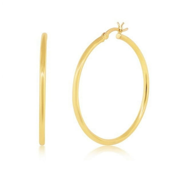 Cate & Chloe Monica 18k Yellow Gold Plated Silver 40mm Hoop Dainty Earrings for Women, Gift for her
