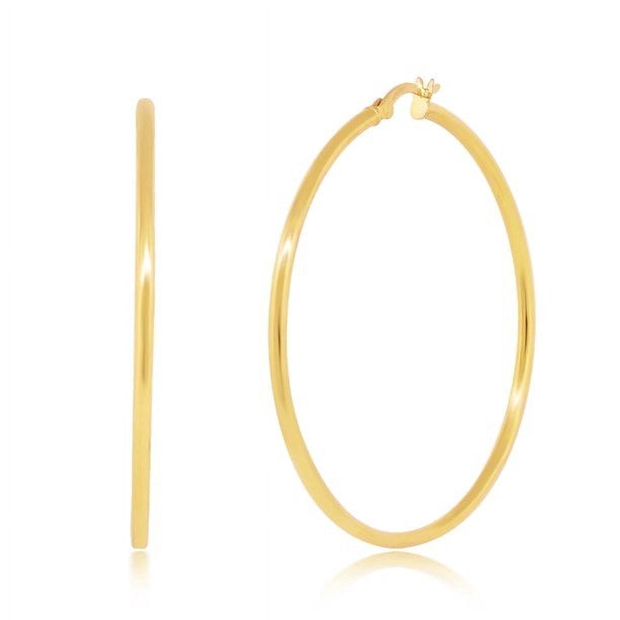 Cate & Chloe Monica 18k Yellow Gold Plated 50mm Hoop Dainty Earrings for Women, Gift for Her