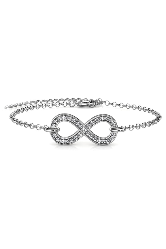Morgan 18k White Gold Plated Infinity Bracelet with Swarovski Crystals Gift for Women