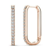 CATE & CHLOE Nadia 18k Rose Gold Plated 24mm Hoop Earrings with Swarovski Crystals Gift for Women