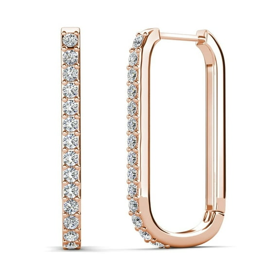 Cate & Chloe Nadia 18k Rose Gold Plated 24mm Hoop Earrings with Swarovski Crystals Gift for Women