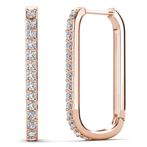 Cate & Chloe Nadia 18k Rose Gold Plated 24mm Hoop Earrings with Swarovski Crystals Gift for Women
