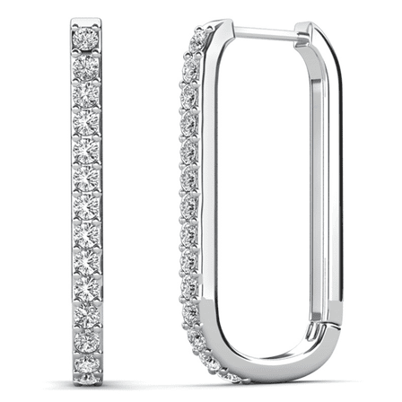 Cate & Chloe Nadia 18k White Gold Plated 24mm Hoop Earrings with Swarovski Crystals Gift for Women
