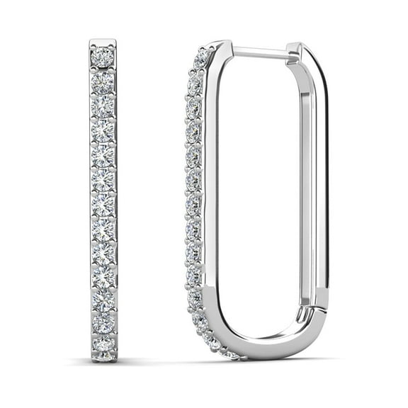 Cate & Chloe Nadia 18k White Gold Plated 24mm Hoop Earrings with Swarovski Crystals Gift for Women