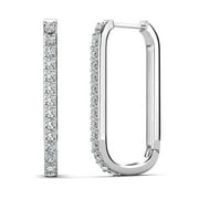 CATE & CHLOE Nadia 18k White Gold Plated 24mm Hoop Earrings with Swarovski Crystals Gift for Women