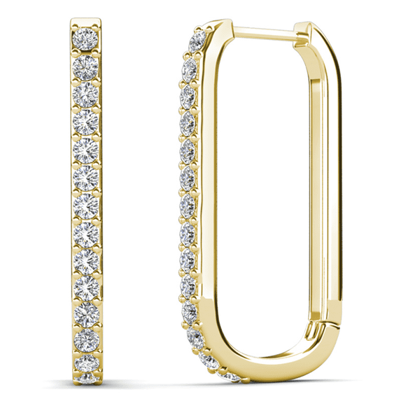 Cate & Chloe Nadia 18k Yellow Gold Plated 24mm Hoop Earrings with Swarovski Crystals Gift for Women