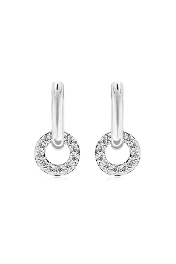 Nala 18k White Gold Plated 14mm Hoop Earrings with Swarovski Crystals Gift for Women