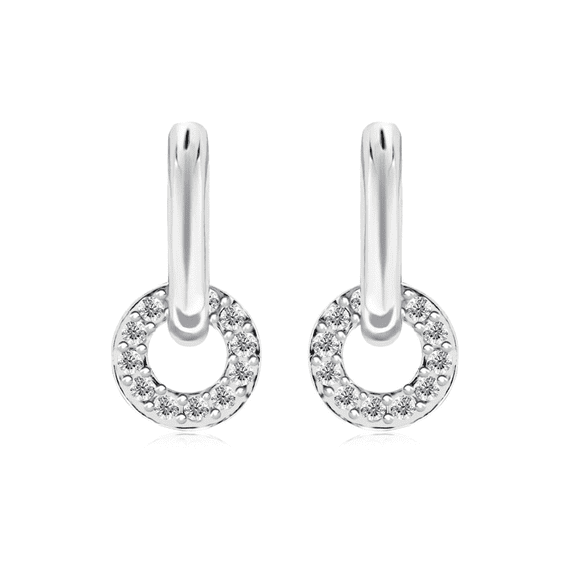 Cate & Chloe Nala 18k White Gold Plated 14mm Hoop Earrings with Swarovski Crystals Gift for Women