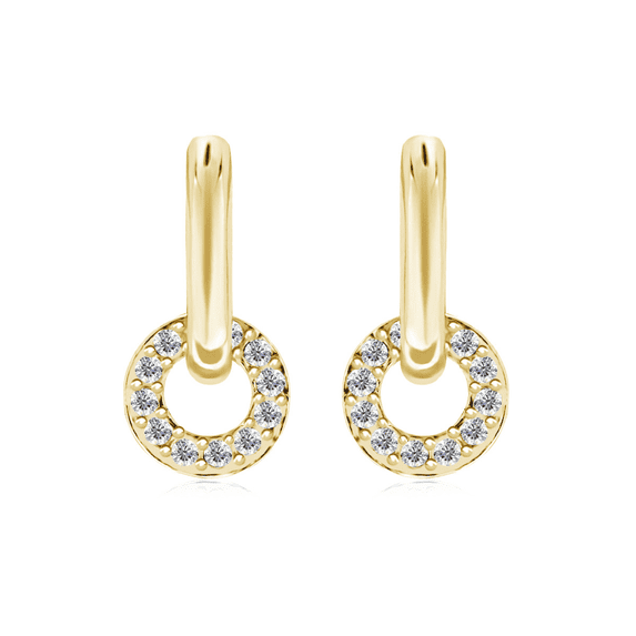 Cate & Chloe Nala 18k Yellow Gold Plated 14mm Hoop Earrings with Swarovski Crystals Gift for Women