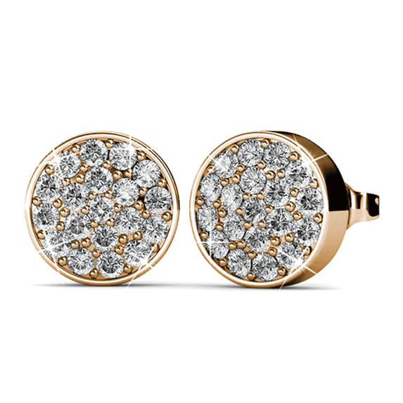 Cate & Chloe Nelly 18k Rose Gold Plated Pave Stud Earrings with Swarovski Crystals Gift for Women