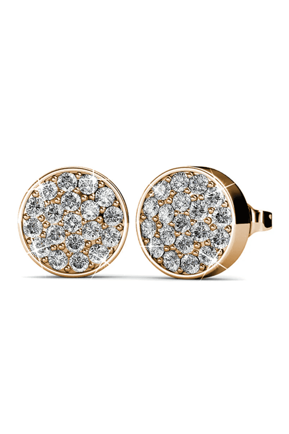 Nelly 18k Rose Gold Plated Pave Stud Earrings with Swarovski Crystals Gift for Women