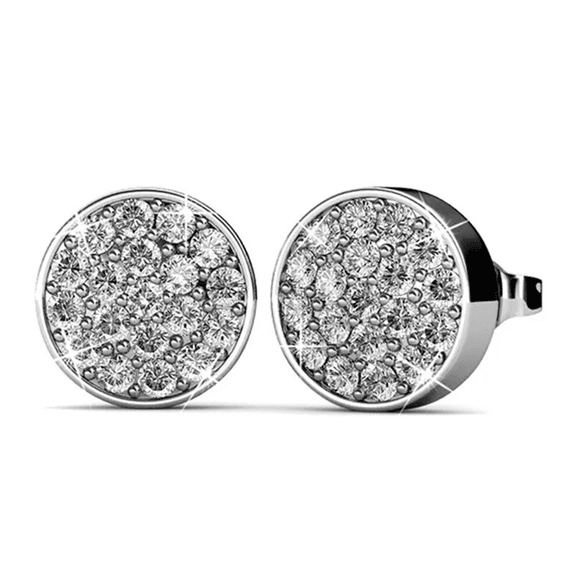 Cate & Chloe Nelly 18k White Gold Plated Pave Stud Earrings with Swarovski Crystals Gift for Women