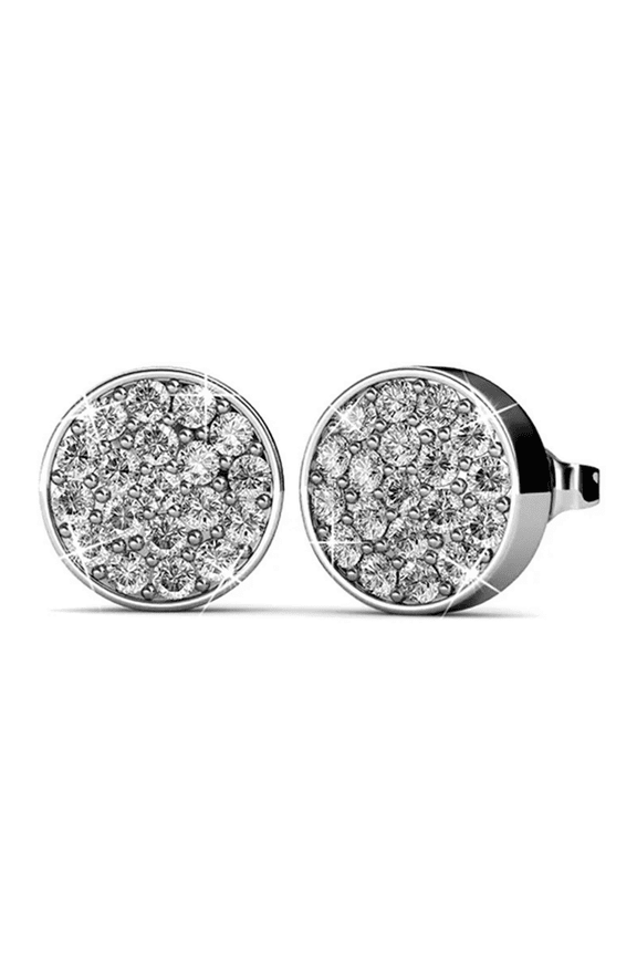 Nelly 18k White Gold Plated Pave Stud Earrings with Swarovski Crystals Gift for Women