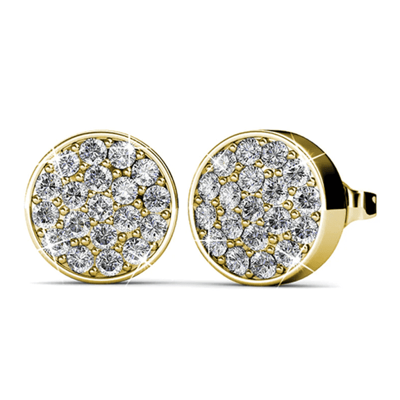 Cate & Chloe Nelly 18k Yellow Gold Plated Pave Stud Earrings with Swarovski Crystals Gift for Women