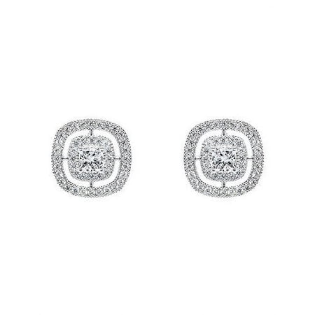 Cate & Chloe Noelle 18k White Gold Plated Halo Stud Earrings with simulated diamonds Gift for Women