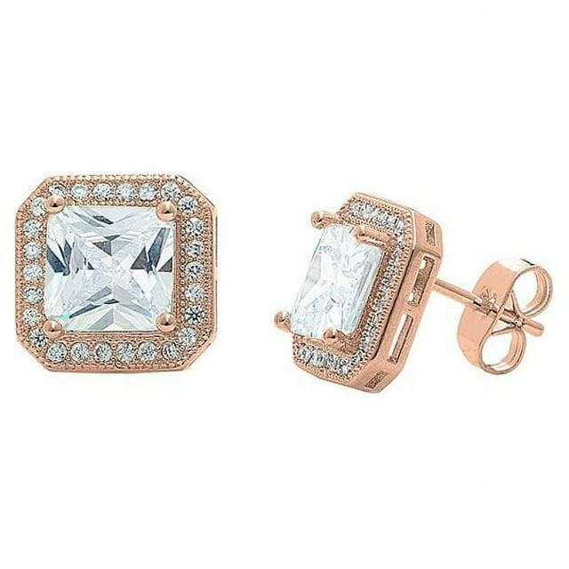 Cate & Chloe Norah 18k Rose Gold Plated CZ Stud Earrings | Women's Crystal Earrings, Jewelry Gift for Her