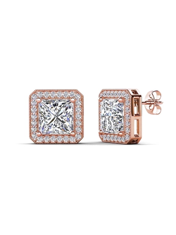 Norah 18k Rose Gold Plated Stud Earrings with Simulated Diamond Crystals for Women