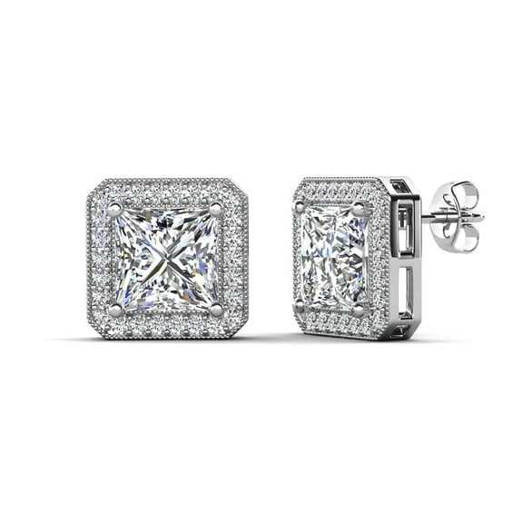 Cate & Chloe Norah 18k White Gold Plated Stud Earrings with Simulated Diamond Crystals for Women
