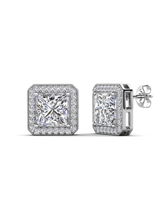 Norah 18k White Gold Plated Stud Earrings with Simulated Diamond Crystals for Women