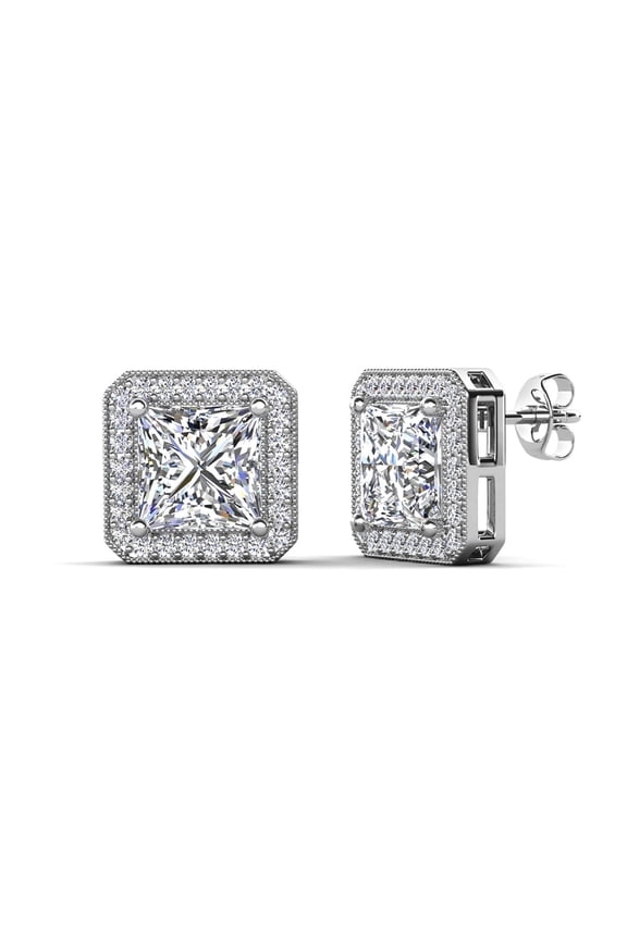Norah 18k White Gold Plated Stud Earrings with Simulated Diamond Crystals for Women