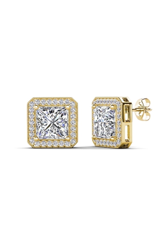 Norah 18k Yellow Gold Plated Stud Earrings with Simulated Diamond Crystals for Women